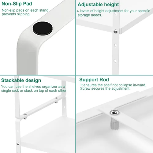 Miniatura 6 de iPEGTOP Estante organizador de almacenamiento expandible para gabinete, soporte de armario resistente, estante de especias, altura ajustable, Blanco