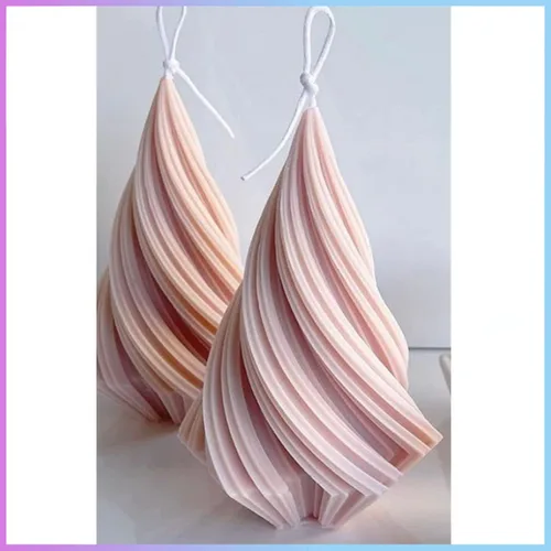 Miniatura 6 de Molde de vela de silicona con columna curvada geométrica cónica 3D, molde en forma de cono en espiral 3D de 4.8 pulgadas para hacer velas, aroma