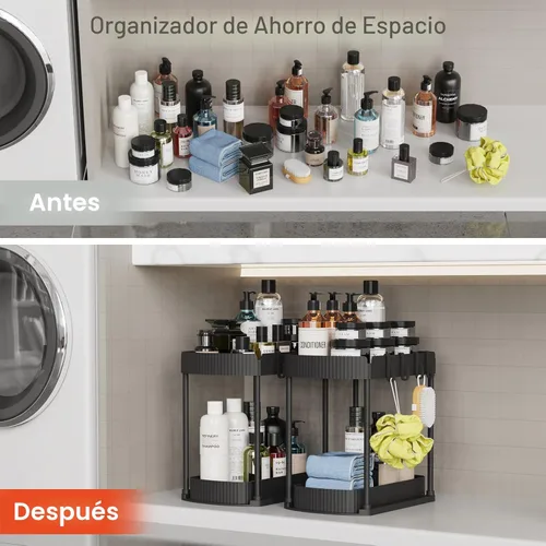 Miniatura 5 de Ukeetap Organizadores de almacenamiento extraíbles multiusos, organizadores debajo del fregadero/gabinete y almacenamiento para baño y cocina, Negro