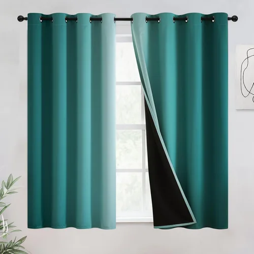 Miniatura 50 de COSVIYA - Cortinas 100% opacas y visillos con ombre, cortinas negras de 63 pulgadas de largo, 2 paneles, cortinas de oscurecimiento total