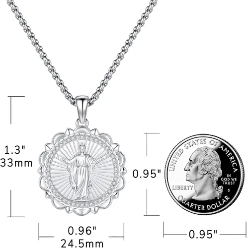 Miniatura 155 de Eusense Saint Necklace Sterling Silver 925 Protection Jewelry for Men Women Patron St Medals Amulet Pendant