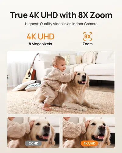Miniatura 2 de Anona cámara interior 4K UHD, cámara de seguridad para mascotas/perros/bebés con aplicación para teléfono, 360° de paneo y tilt, Wi-Fi 6 de doble