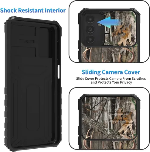 Miniatura 471 de Funda para Samsung Galaxy S22 Ultra 5G, Galaxy S22 Ultra con cubierta de cámara deslizante, funda resistente de doble capa con función atril Black