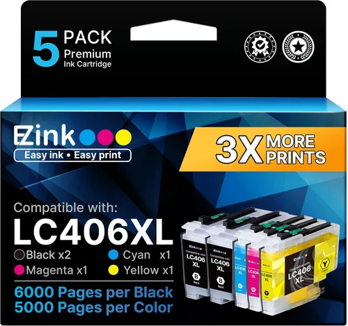 E-Z Ink LC406 LC406XL - Cartuchos de tinta para impresora Brother de repuesto para cartuchos de tinta Brother LC406 MFC-J4335DW MFC-J5855DW