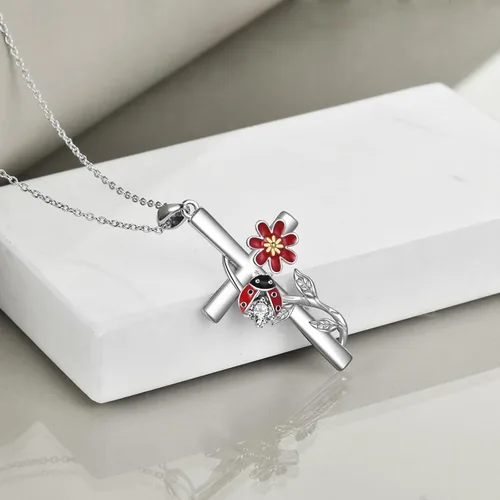 Miniatura 4 de CRMAD Collar de colibrímariquitalibélula para mujer, collar de cruz de plata de ley, regalos para niñas