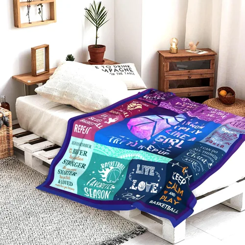 Miniatura 6 de Manta de Regalos de Baloncesto para Niñas y Mujeres Manta de Tiro de Baloncesto de Franela Ultra Suave Mercancía Regalos Deportivos para Amantes
