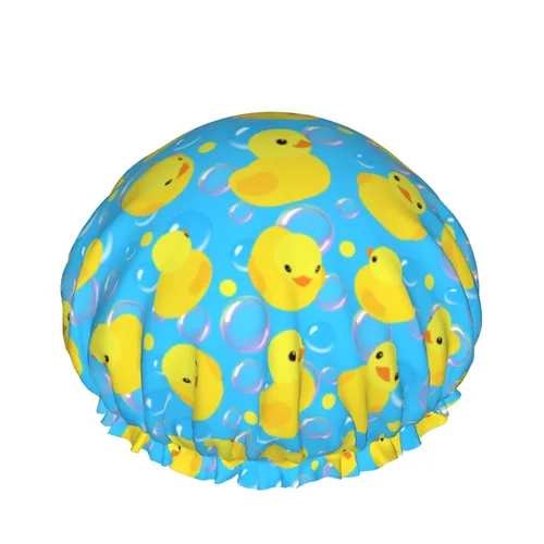 Miniatura 13 de Gorro de ducha de granja de animales abstractos de piel de vaca en blanco y negro para mujer, doble capa impermeable ajustable, gorra de baño