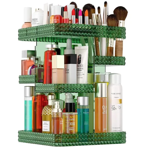 Miniatura 11 de Organizador de maquillaje giratorio de 360°, organizador de perfumes de gran capacidad, almacenamiento de cosméticos, tocador, encimera, se adapta a