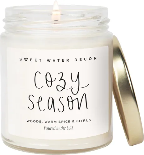 Miniatura 11 de Sweet Water Decor - Vela de soja Pumpkin Spice, perfume otoñal de calabaza, clavo de olor, canela, esencia de vainilla, frasco transparente de 9 oz