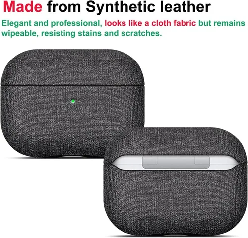 Miniatura 2 de LOPIE Funda para AirPods Pro de 2ª generación, hecha a mano para AirPods Pro 2 con cordón, hecha de cuero vegano, estilo lona, cubierta protectora