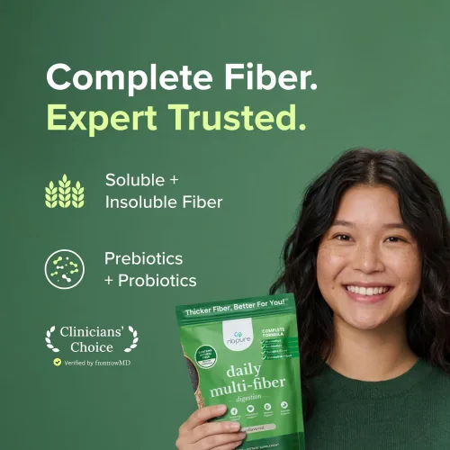 Miniatura 2 de nbpure Mezcla diaria de fibra en polvo para la salud digestiva, apoyo del colesterol, control saludable del peso, con fibra prebiótica, insoluble