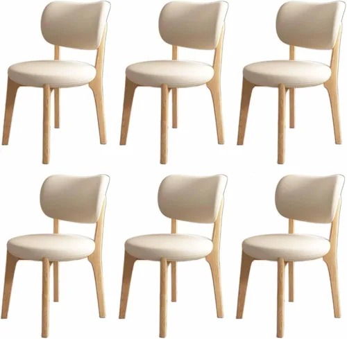 Miniatura 23 de Juego de sillas de comedor de madera modernas con respaldo curvado, sillas de cocina tapizadas con marco de madera, sillas laterales sin brazos