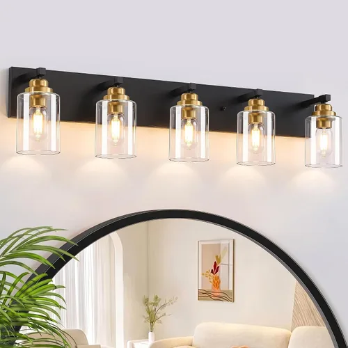 Miniatura 16 de Accesorios de iluminación de baño de granja, luces de tocador rústicas de 3 luces en madera para baño, iluminación de apliques de pared vintage