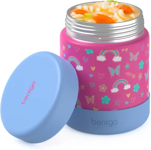 Bentgo Kids Tarro de Comida de Acero Inoxidable - Contenedor de Alimentos Calientes o Fríos de 11oz a Prueba de Fugas con Doble Aislamiento con