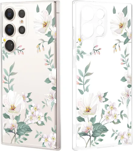 Miniatura 12 de Funda ultra transparente para Samsung Galaxy S23 con diseño de flores, TPU suave y delgado, patrón floral, transparente, funda protectora para niñas