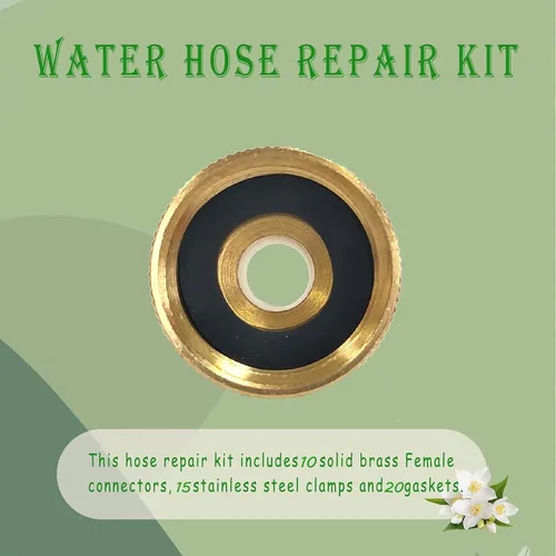 Miniatura 4 de AOPANDA Conector de reparación de extremo de manguera de agua de latón macizo con púa de 1/4" x rosca GHT hembra de 3/4", incluye abrazaderas