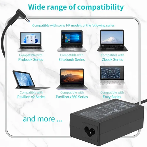 Miniatura 5 de Cargador de CA de 65 W 45 W compatible con HP Elitebook Series Probook 430 440 450 455 470 640 650 G3 G4 G5 G6 G7 G8 PPP009A PPP009C 19.5V 3.33A