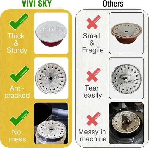 Miniatura 5 de VIVI SKY 120 tapas de papel de aluminio para cápsulas Nespresso reutilizables Vertuoline, cápsulas de café, sellos, cubiertas adhesivas compatibles