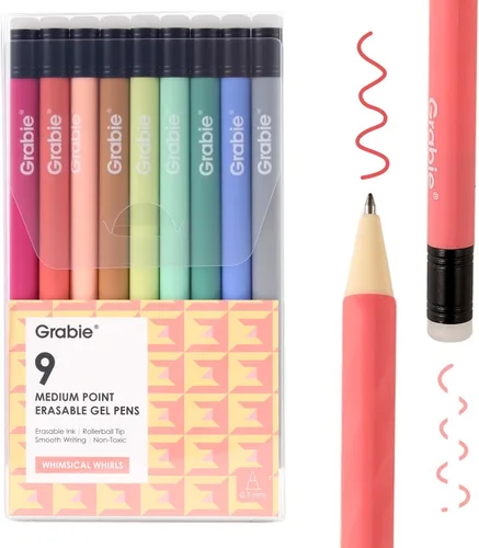 Miniatura 12 de Grabie Bolígrafos de gel borrables, punta media de 0.028 in, bolígrafos borrables, hacen desaparecer los errores para planificar dibujos, escritura