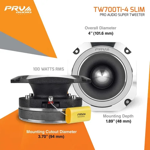 Miniatura 4 de PRV AUDIO Par de tweeter de bala de titanio de 4 pulgadas TW700Ti-4 perfil delgado, 200 vatios de potencia de programa, 4 ohmios, 100 vatios RMS