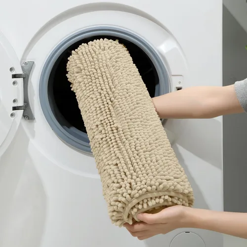 Miniatura 6 de HOMEIDEAS Juego de 3 alfombras de baño, ultra suaves, antideslizantes, absorbentes, de chenilla, juego de alfombrillas de baño para inodoro (beige)