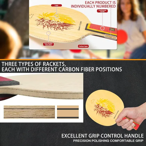Miniatura 4 de YAN-Wang - Pala de ping pong profesional, Oneside es externa y otra cara está integrada en la raqueta de tenis de mesa de carbono de arilato