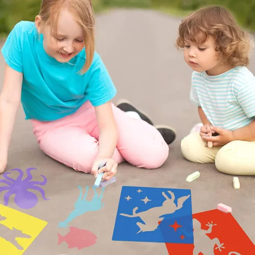 Miniatura 5 de 24 plantillas para niños de 3 a 5 años, coloridos animales grandes para dibujar en la pared, decoración del hogar, 8 x 8 pulgadas (estilo clásico)