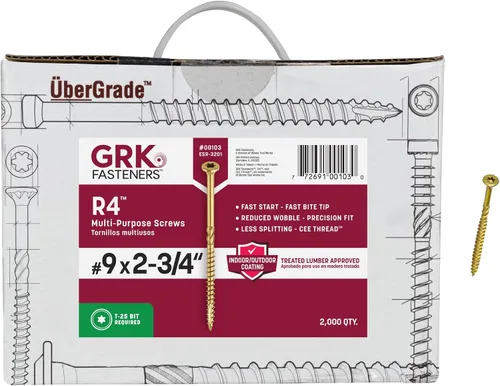 Miniatura 17 de GRK Fasteners R4™ # 9 x 1-1/2 pulgadas, tornillos de marco multiusos, 820 piezas, revestimiento Climatek™ resistente a la corrosión, vallas