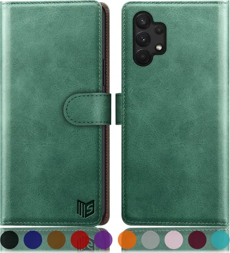 SUANPOT Funda tipo cartera para Samsung Galaxy A13 5G/4G/A04/A04S 4G con bloqueo RFID, tarjetero y tarjetero de piel sintética, funda protectora de