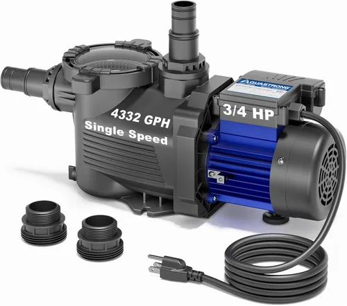 Miniatura 7 de AQUASTRONG - Bomba de piscina sobre el suelo de 1 HP, de una sola velocidad, adaptador de 1.25 pulgadas y 1.5 pulgadas, 115 V, 4945 GPH, alto flujo