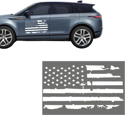 Miniatura 8 de Calcomanía de bandera estadounidense envejecida de 23.6''x11.8'' para puerta de automóvil, calcomanía patriótica gráfica de la bandera de Estados