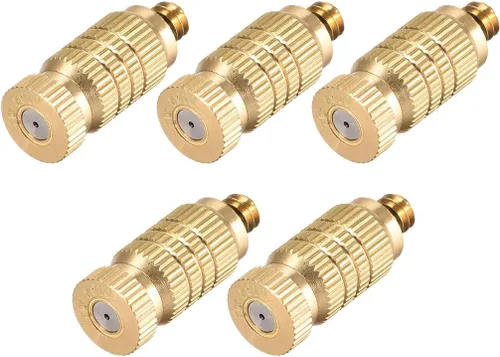 Miniatura 10 de uxcell Boquilla de nebulización de latón, cabezal rociador de nebulización de 0.004 in de diámetro de orificio roscado de 3/16 pulgadas para sistema