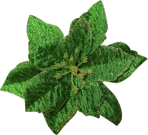 Miniatura 2 de YYCRAFT 12 flores artificiales de seda brillante con purpurina para decoración de árbol de Navidad (plata, 8 pulgadas)