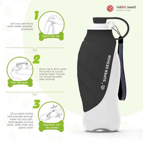 Miniatura 2 de SUPERDESIGN Botella de agua para perro, botella de agua portátil para perros pequeños a grandes, botella de agua de viaje para perros a prueba