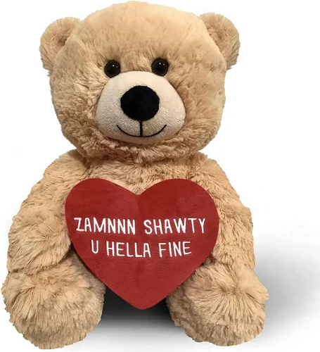 Zamnnn Shawty U Hella Fine - Divertido regalo de oso de peluche Witty de 10 pulgadas y bolsa de regalo, para novia, novio, mejor amigo, cumpleaños,