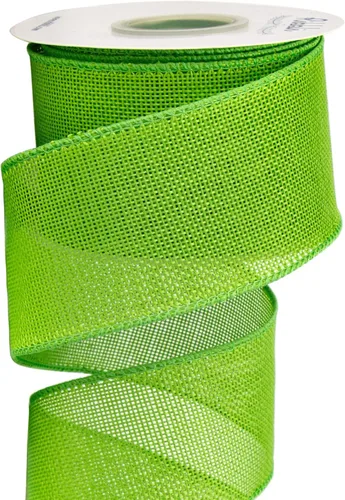 Ribbli - Cinta de arpillera verde manzana con alambre, 2-1/2 pulgadas x 10 yardas, cinta con borde alambrado para arco grande, corona, decoración de