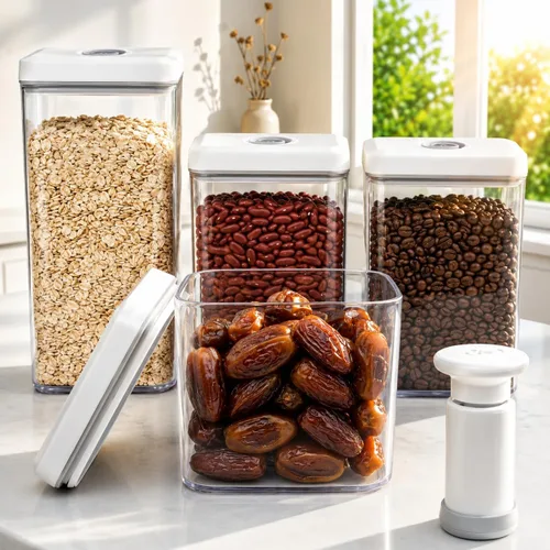 Miniatura 6 de BARRYSAIL Recipientes de almacenamiento de alimentos sellados al vacío con bomba, herméticos, mantiene los alimentos frescos, evita bacterias, ideal