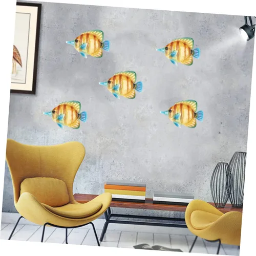 Miniatura 7 de BESPORTBLE Peces a rayas de hierro forjado para jardín, arte de metal al aire libre, escultura de animales inspiradores, peces tropicales, arte