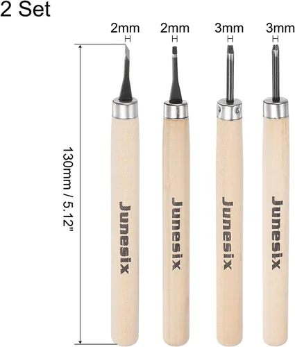 Miniatura 2 de uxcell Juego de 8 cinceles de cuchillos de tallado de madera, acero al carbono, pequeño, plano, diagonal, triángulo, para manualidades, escultura