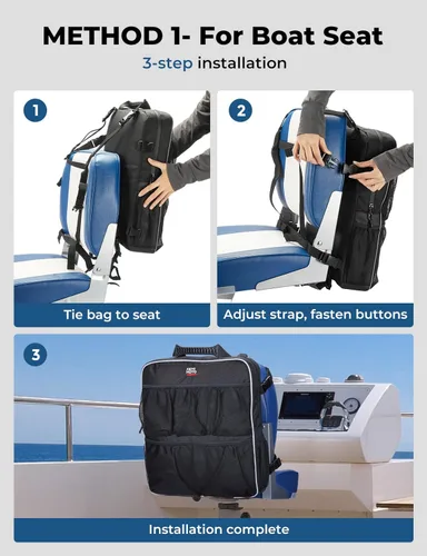 Miniatura 4 de KEMIMOTO Bolsa de almacenamiento para barco, mochila para asiento de barco, organizador de almacenamiento de barco con bolsillos de malla, bolsa