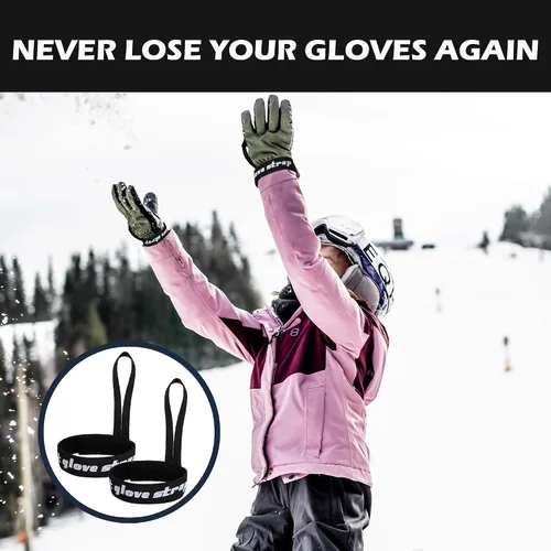 Miniatura 6 de RunNico 4 correas de seguridad para guantes deportivos Soporte elástico para guantes de esquí Guantes de esquí esposas para colgar guantes, ideal