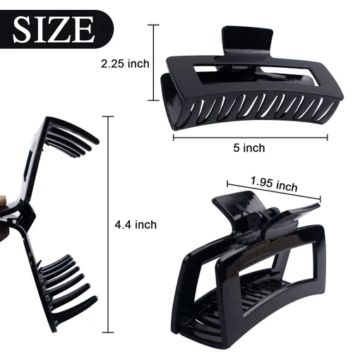 Miniatura 5 de Paquete de 4 pinzas para cabello extra grandes para mujeres, pinzas brillantes de sujeción fuerte de 5 pulgadas para cabello grueso y largo, clips