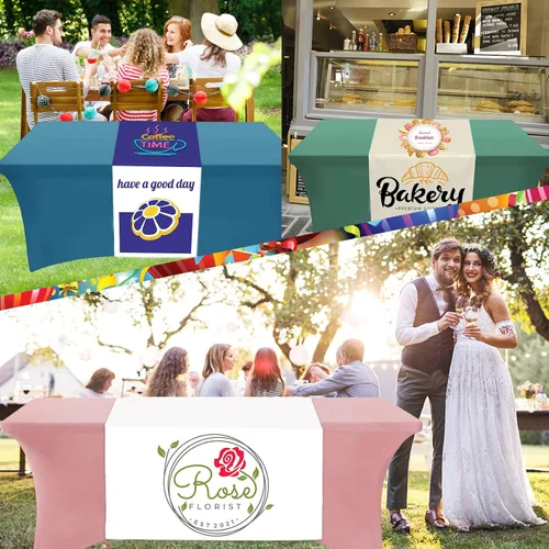 Miniatura 6 de Camino de mesa personalizado con logotipo de empresa, mantel de arpillera personalizado personalizado, texto de diseño de nombre impreso para 13 x