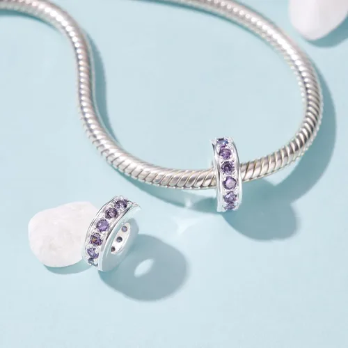 Miniatura 12 de 925 plata esterlina espaciador encanto grano con CZ transparente para pulseras Pandora Charms