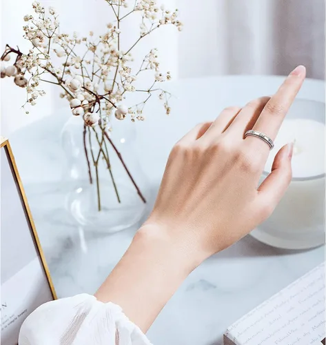 Miniatura 3 de Anillo giratorio de plata de ley S925 para aliviar la ansiedad y la preocupación, anillo inspirador para aliviar el aburrimiento y el autismo