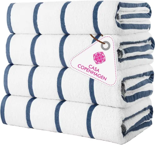 Miniatura 102 de CASA COPENHAGEN Juego de 6 toallas de palomitas de maíz, color azul polvoriento, 21.16 oz/m², 2 toallas de baño, 2 toallas de mano y 2 toallas