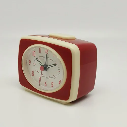 Miniatura 2 de Reloj despertador pequeño rojo pequeño movimiento de cuarzo silencioso reloj despertador analógico estilo clásico vintage