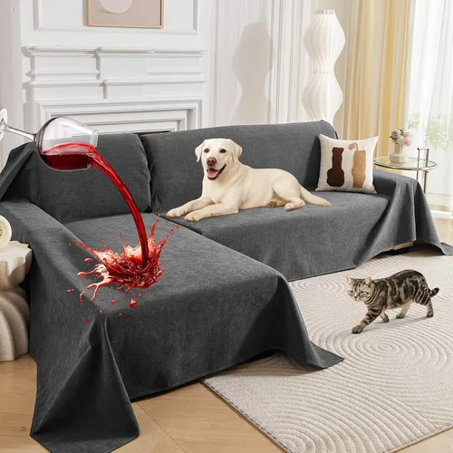 Miniatura 8 de Deep Dream Fundas para sofá modular, 2 piezas, 100% impermeable, funda de sofá en forma de L, funda de sofá antideslizante para perros y gatos