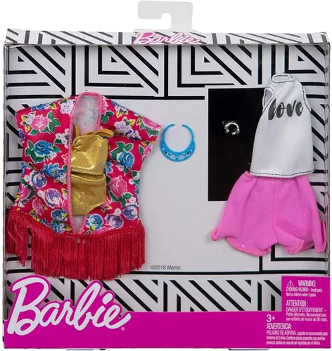 Barbie Ropa - 2 trajes de muñeca incluyen un traje de baño metálico dorado, regalo para niños de 3 a 8 años