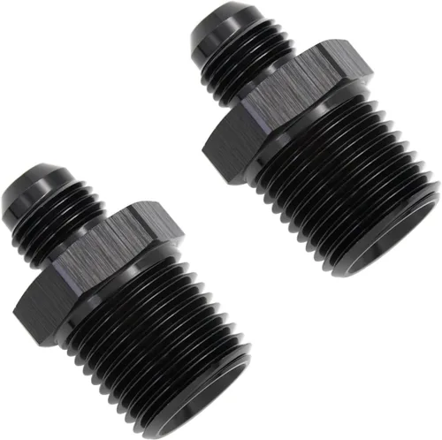 Miniatura 28 de Adaptador de tubo de manguera de combustible de aluminio recto 16AN acampanado a 3/4" NPT macho Unión de rosca negro